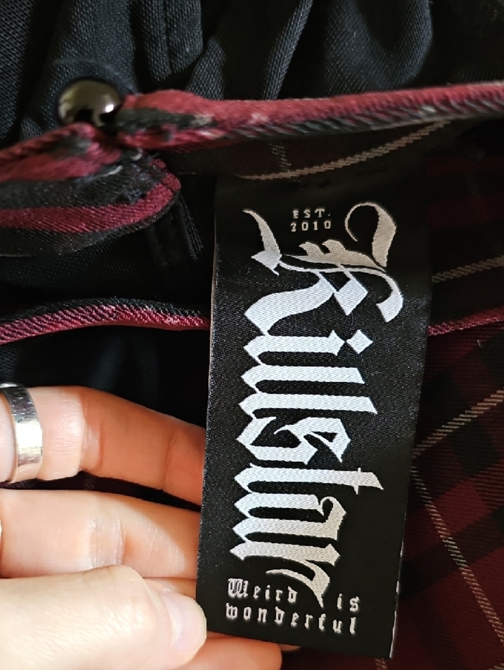 NWOT Killstar Tartan Riot Dress- Burgundy - Picture 2 of 10